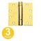 Global Door Controls 4.5 in. x 4.5 in. Bright Brass Full Mortise Spring Squared Hinge with Non-Removable Pin, PK3 CPS4545-US3-3 - alternate 1